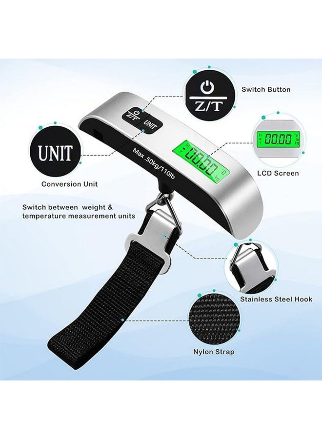 Portable Hanging Digital Luggage Scale for 50kg 110lb, Handheld Baggage Scale for Travel with Battery Operated, Travel Weight Checker, Easy to Read - Image 2